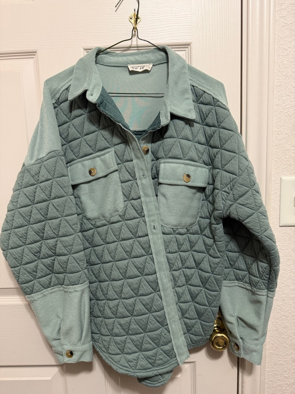 New In Quilted Utility Jacket in Sage Green